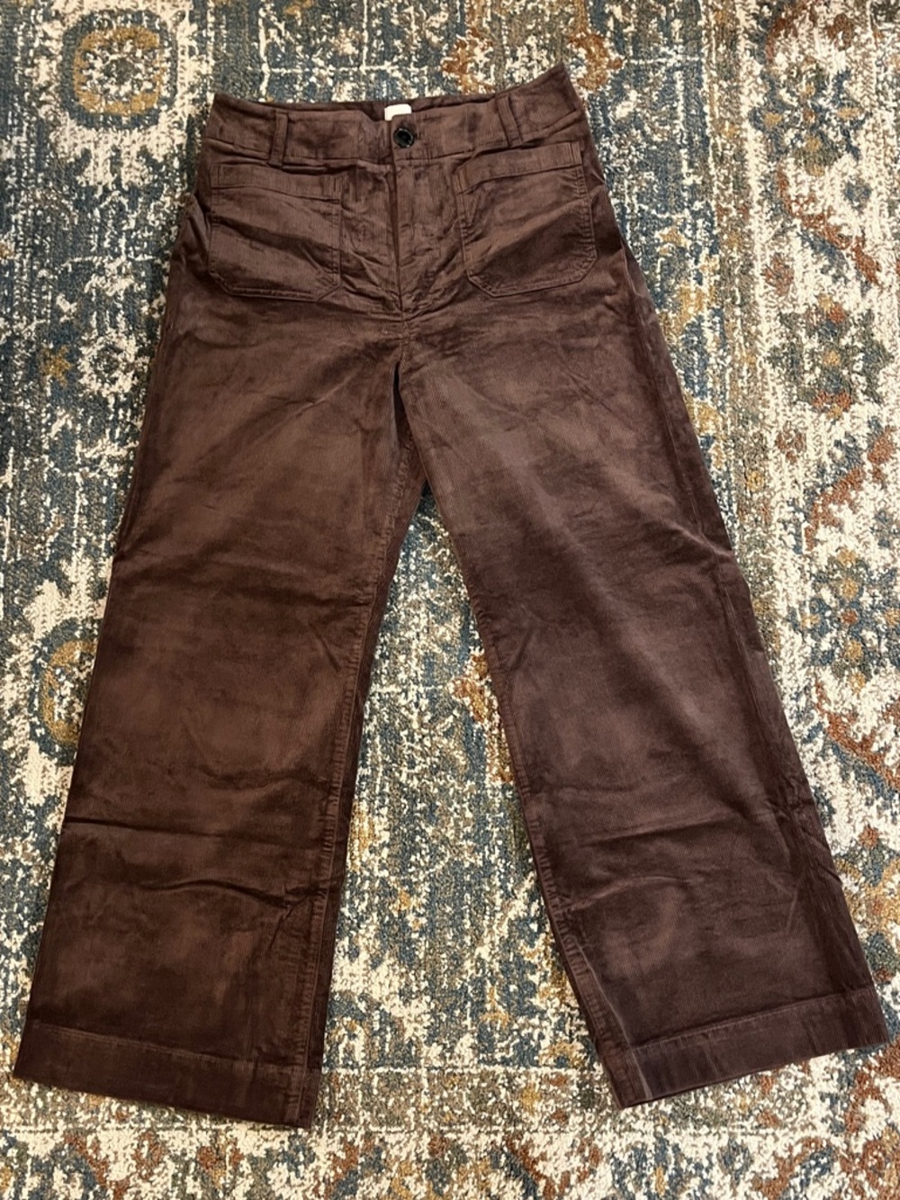Maeve Dark Brown Corduroy Wide-Leg Pants